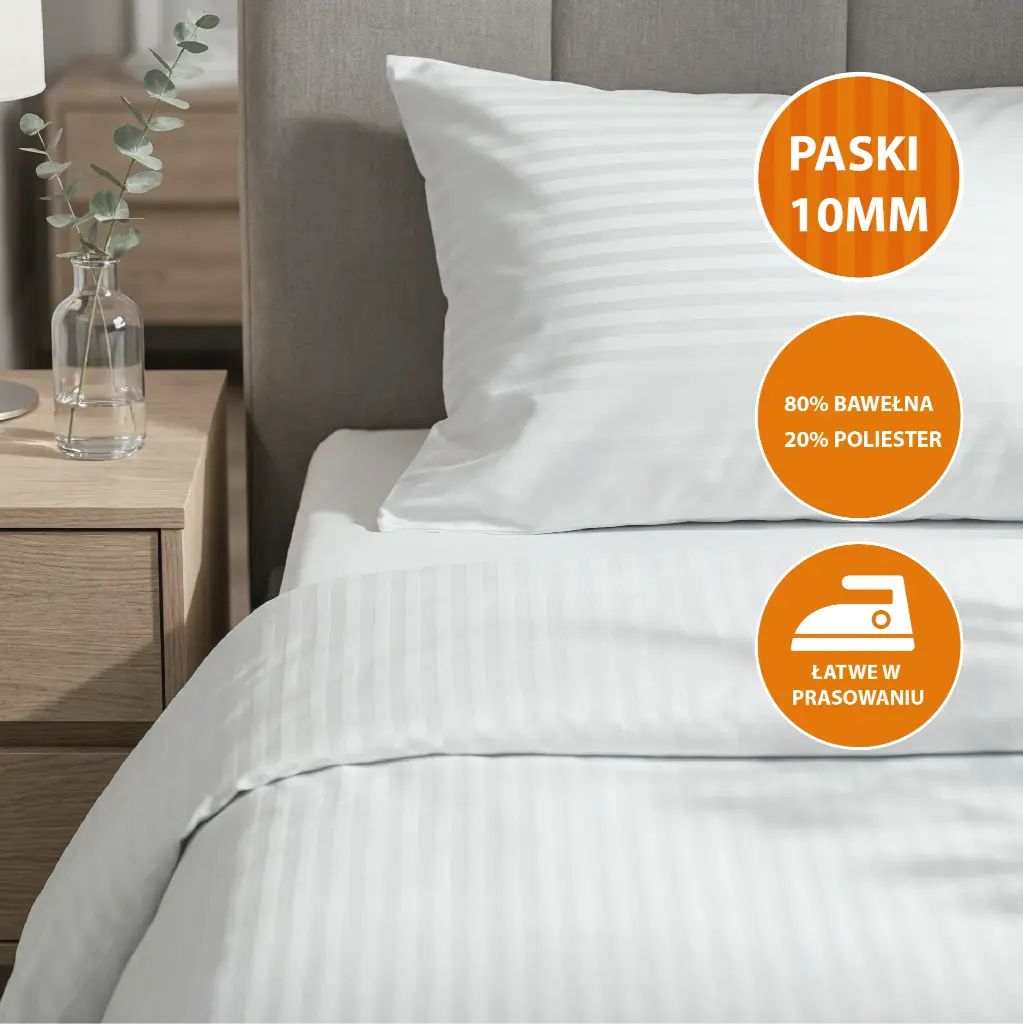 Poszwy hotelowe San Jose - adamaszek, paski 10 mm