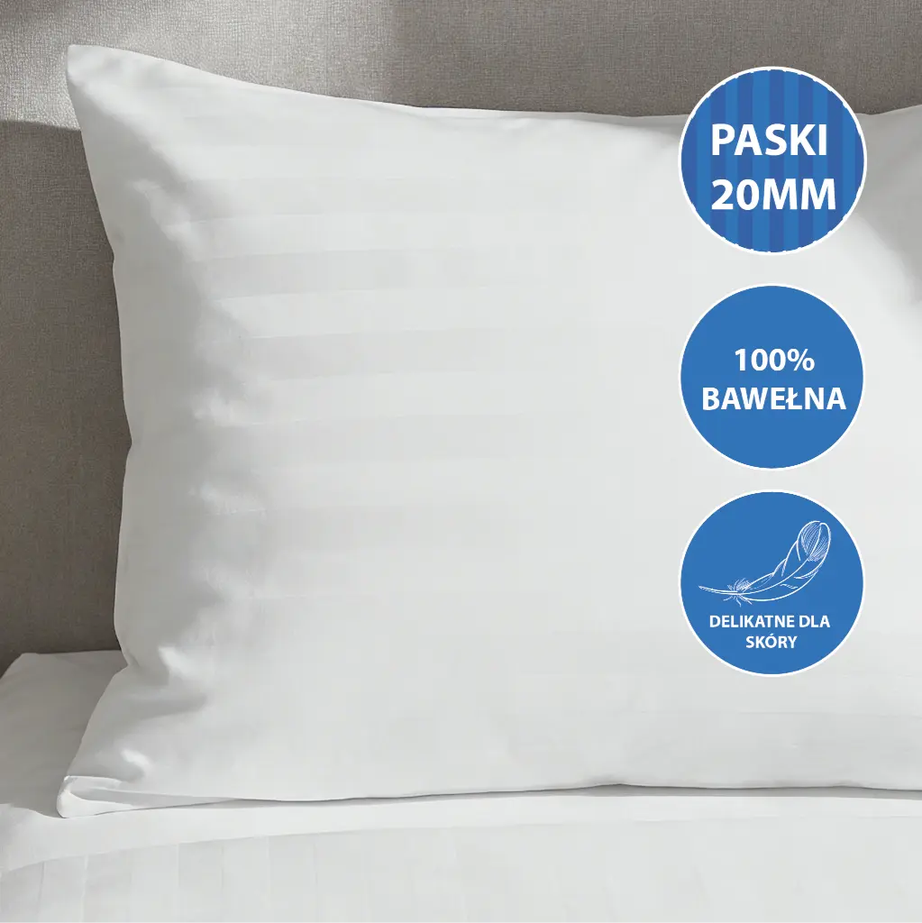 Poszewki hotelowe Monza - adamaszek, paski 20 mm (50/70 cm + 15 cm, paski poziome)