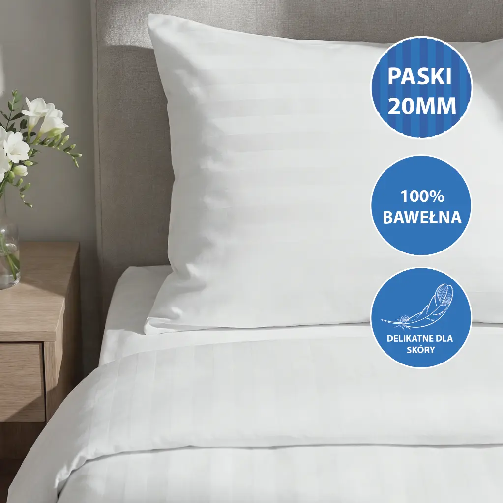 Poszwy hotelowe Monza - adamaszek, paski 20 mm