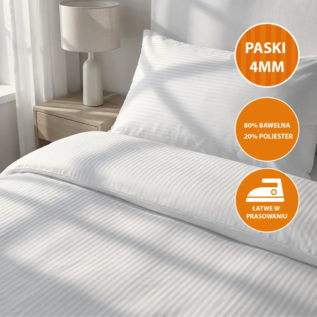 Poszwy hotelowe San Diego - adamaszek, paski 4 mm