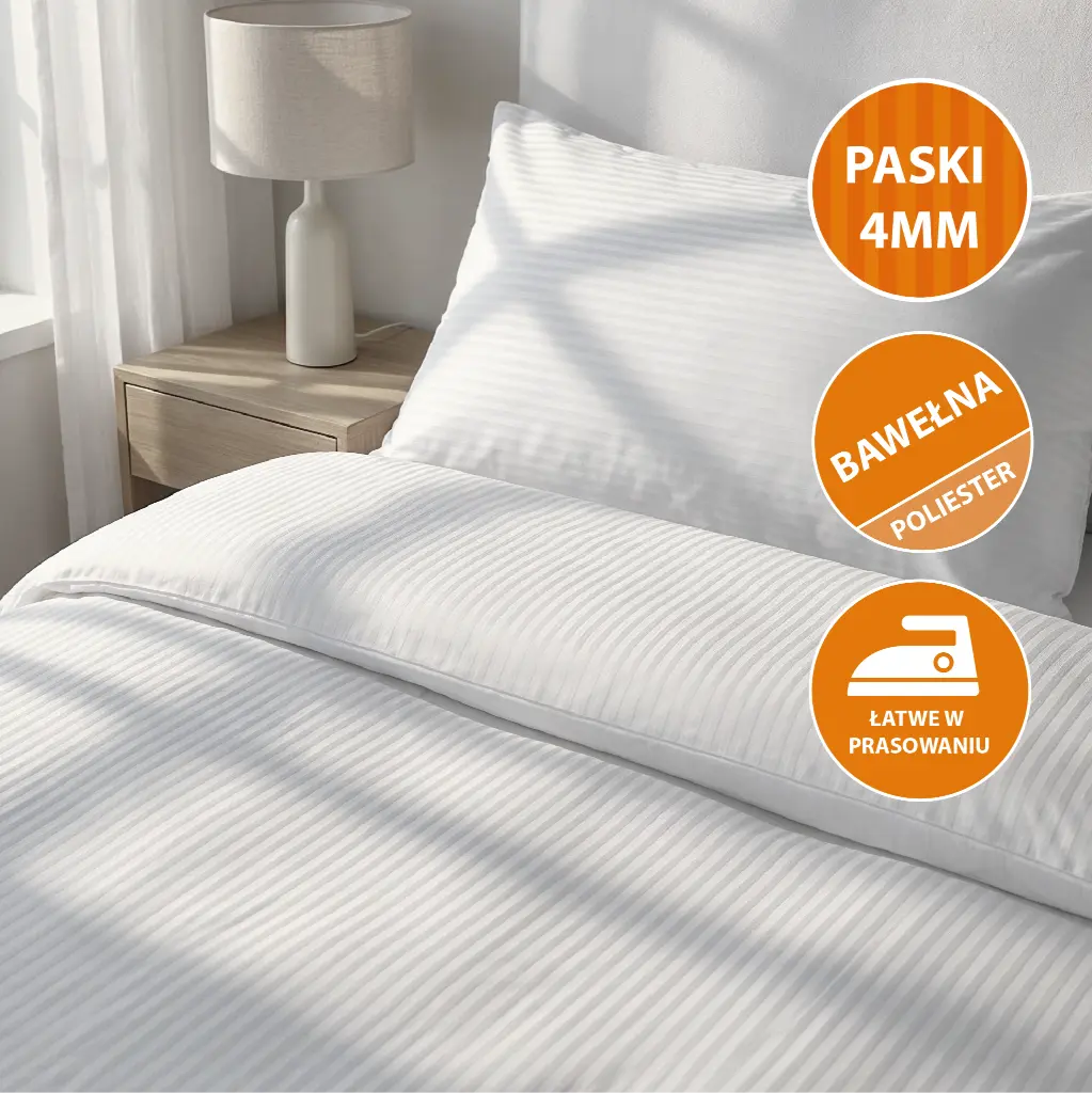 Poszwy hotelowe San Diego - adamaszek, paski 4 mm