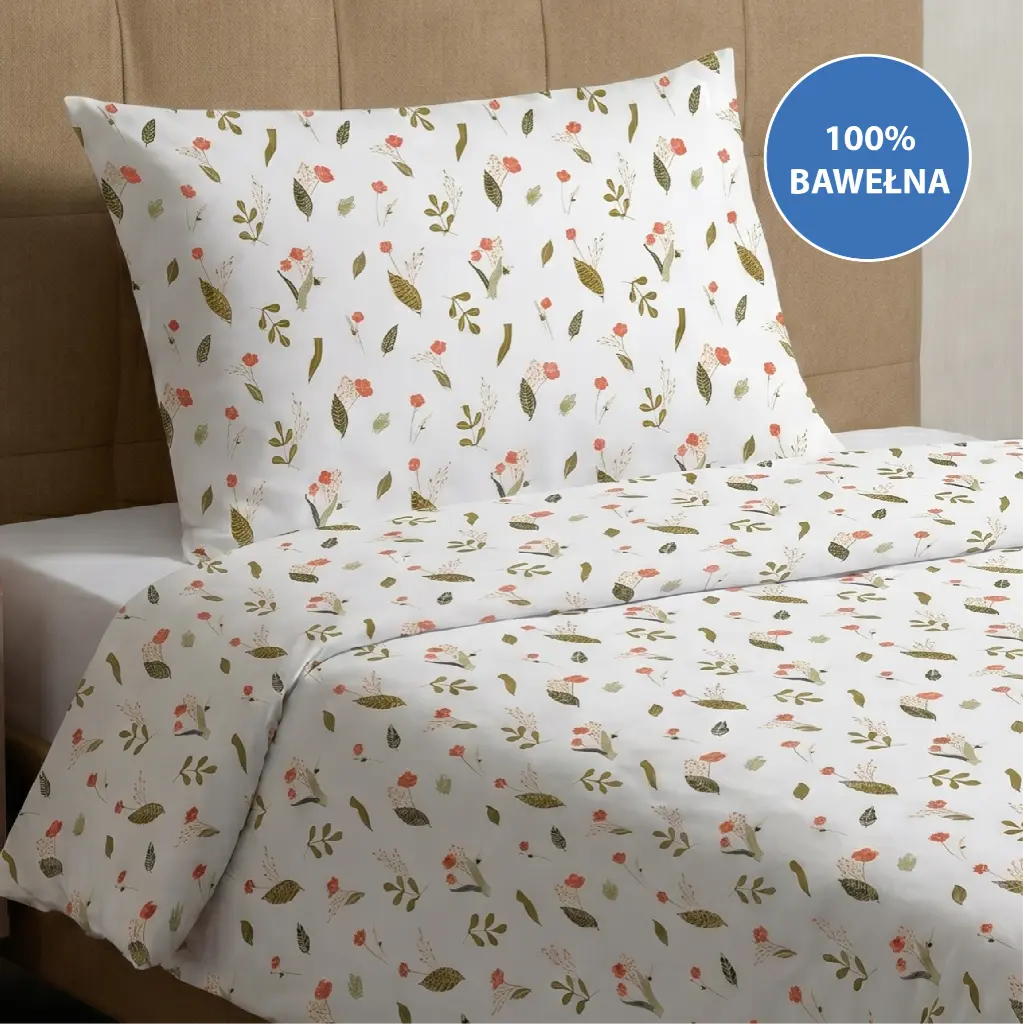 Komplet pościeli z nadrukiem - listki