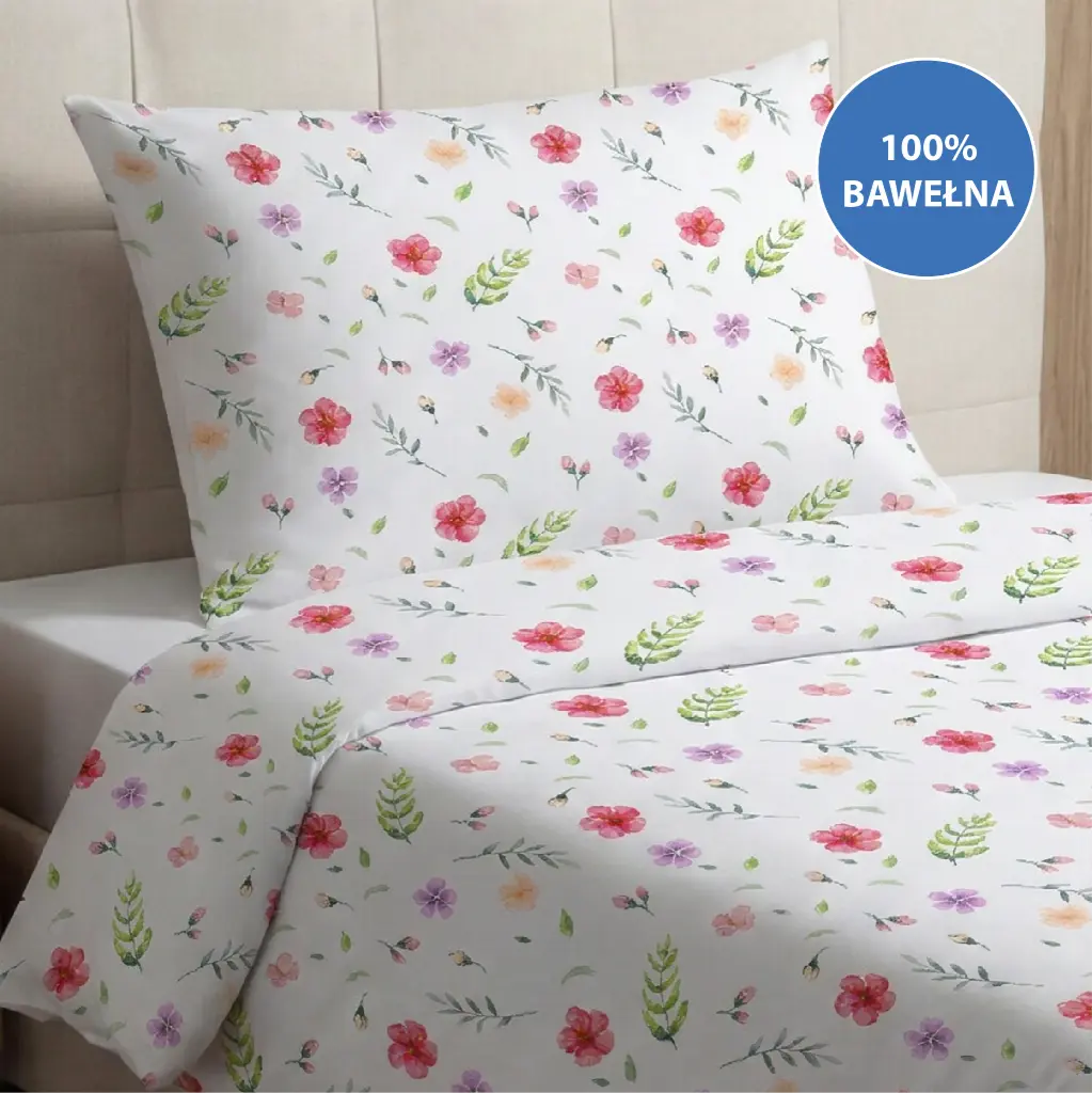 Komplet pościeli z nadrukiem - kwiaty